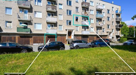 Prodej bytu 2+1 s balkonem, sklepem a garáží v domě, ul. Neředínská, Olomouc  byt 58,9 m2, garáž 